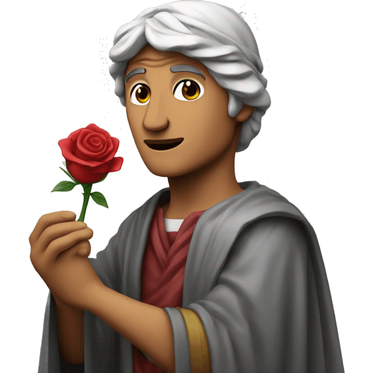 Dante Alighieri holding a rose in his hand emoji