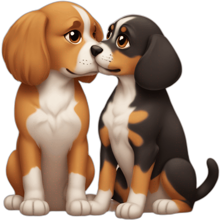 Cat and dog kissing emoji