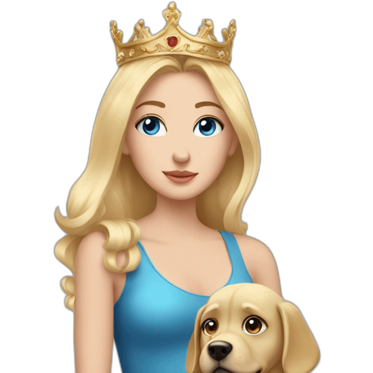 girl with blue eyes and blonde hair in a penthouse with a crown and a dog emoji