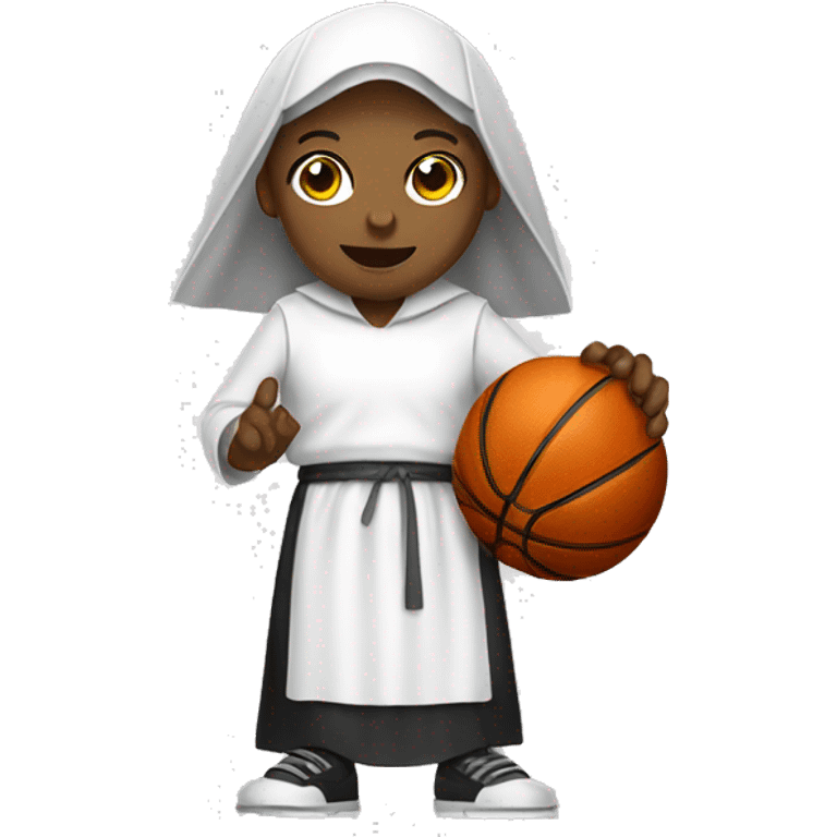 White nun dribbling a basketball emoji