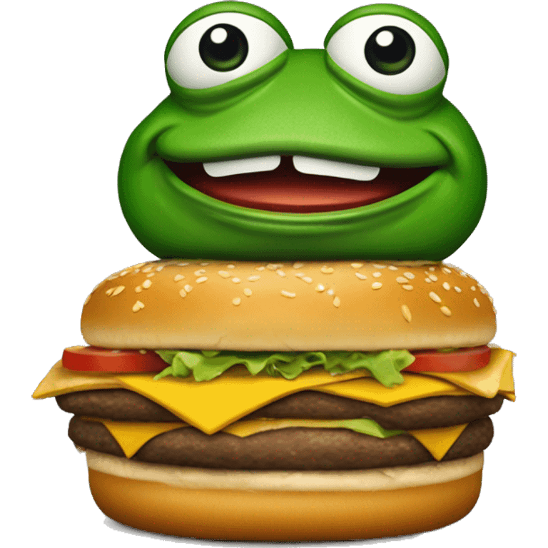 pepe the frog with a mcdonald burguer emoji