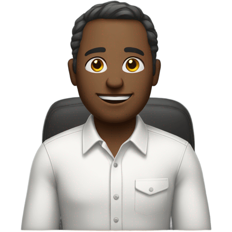 man on desk wearing white button down shirt front view emoji