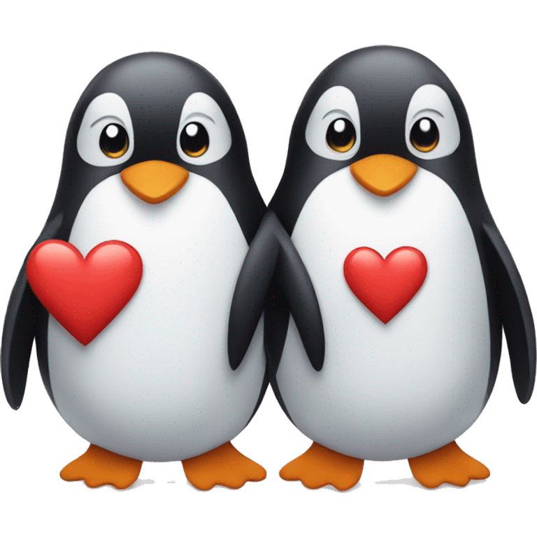 Penguin couple with a heart in the middle  emoji