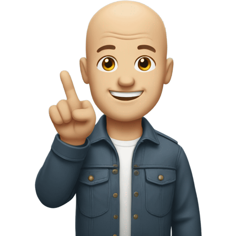 Bald man waving  emoji