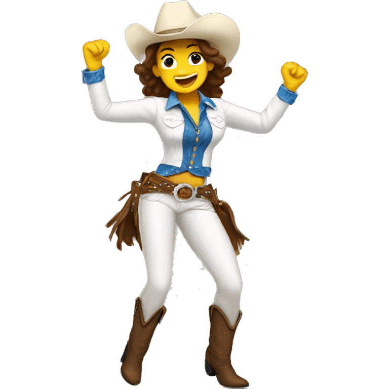 white cowgirl dancing emoji