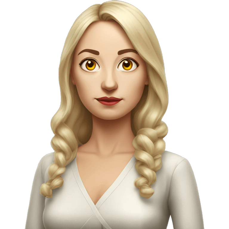 Russian woman full length in dress photorealistic serious emoji