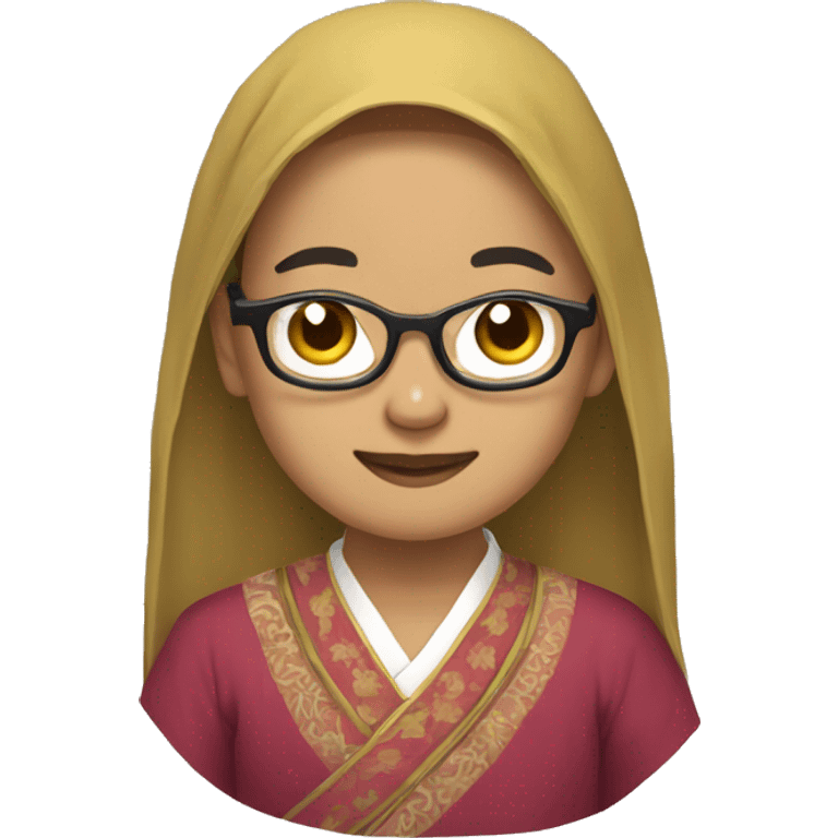 A 30 year old Burmese Podcaster in traditional clothes emoji