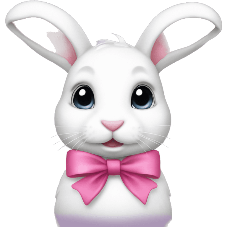 white bunny with a pink bow on its neck emoji