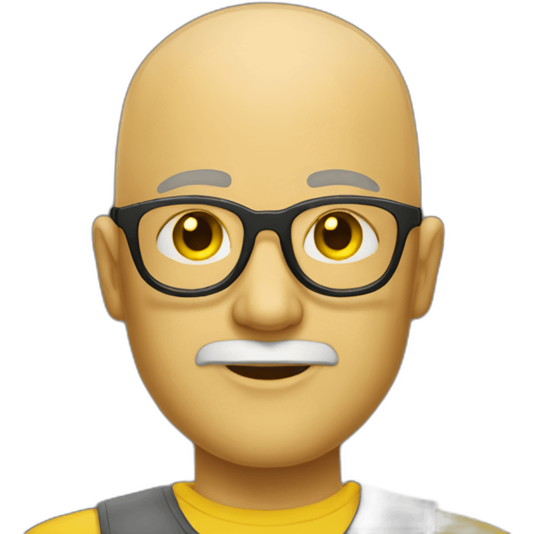 A bald man with yellow transparent fashionable glasses and a beard emoji