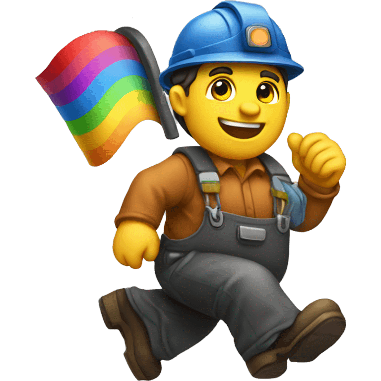 A coal miner riding a rainbow  emoji