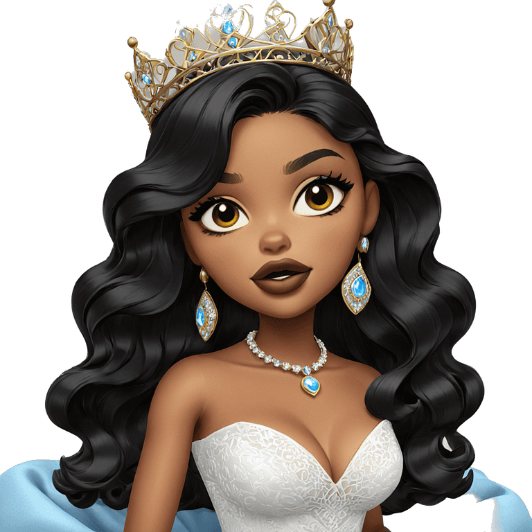 dark-skinned princess in white dress emoji