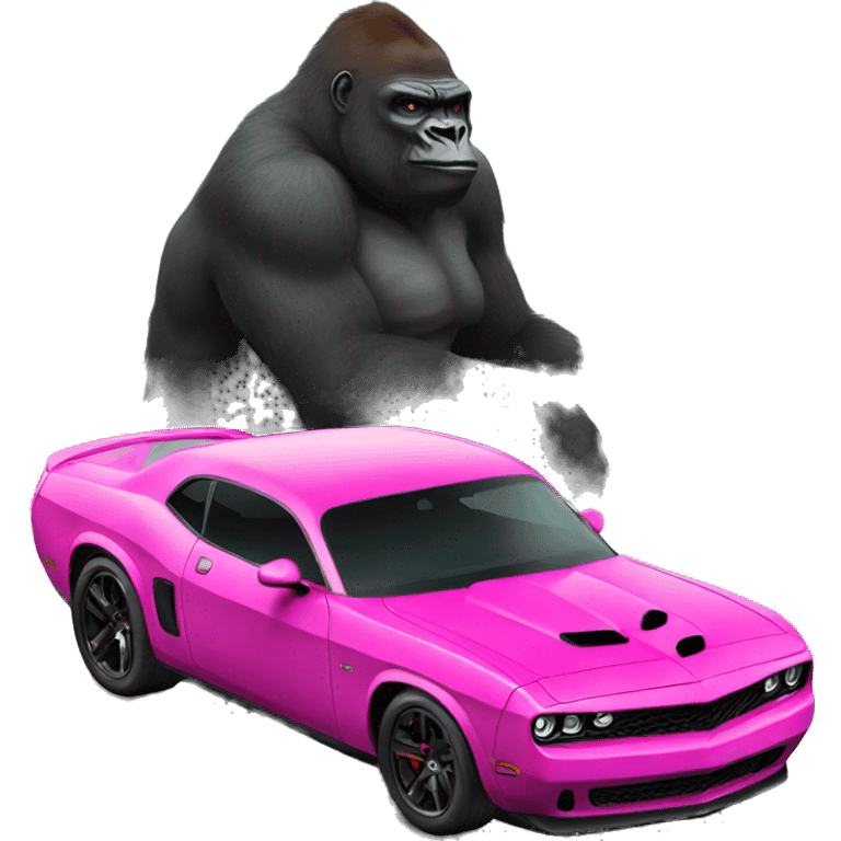 Gorilla next to hellcat car emoji