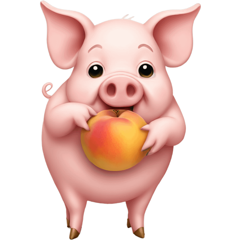 pig holding a peach emoji