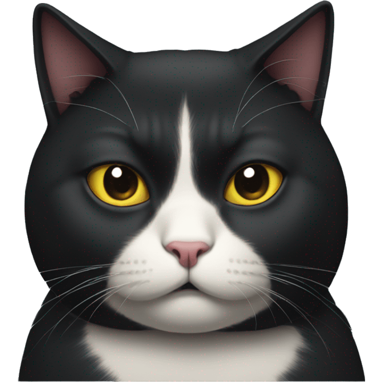 fat black cat glaring emoji