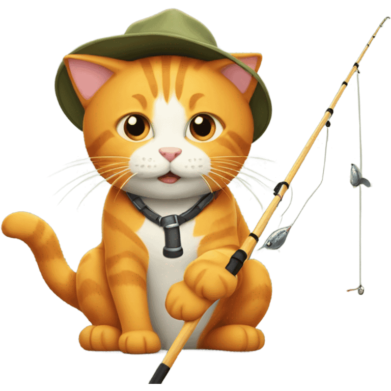 Orange cat with a fishing rod emoji