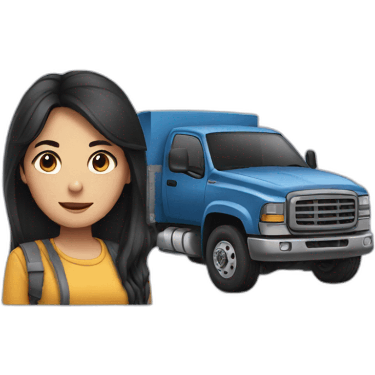 Truck and girl with dark hair emoji