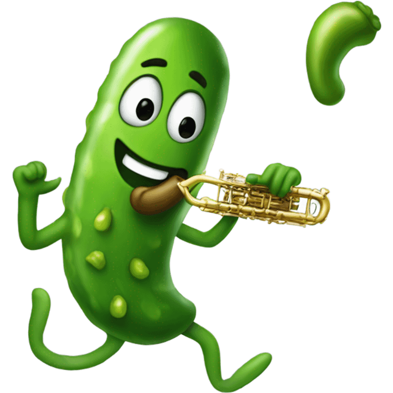 Dancing pickle playing a saxophone  emoji