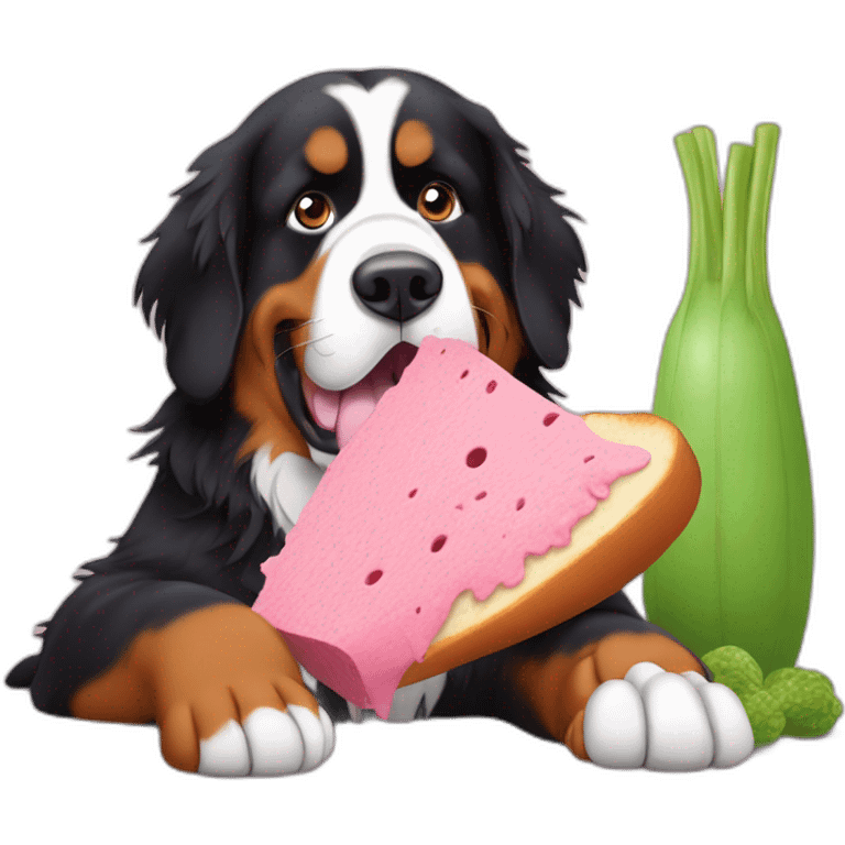 bernese mountain dog eating barbapapa emoji