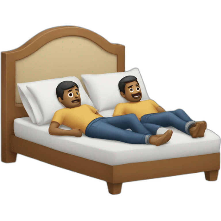 two man laying on bed emoji