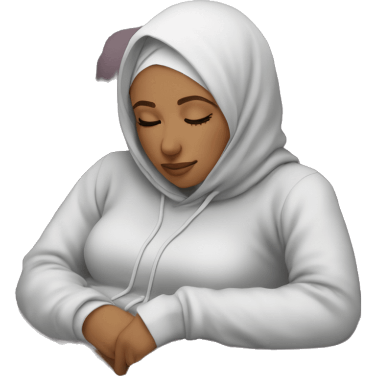 Hijabi-wearing-hoodie-sleeping-on-couch emoji