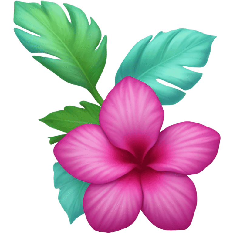 Realistic magenta,hot pink,tiffany blue and mint green Hawaiian flower isolated.  emoji