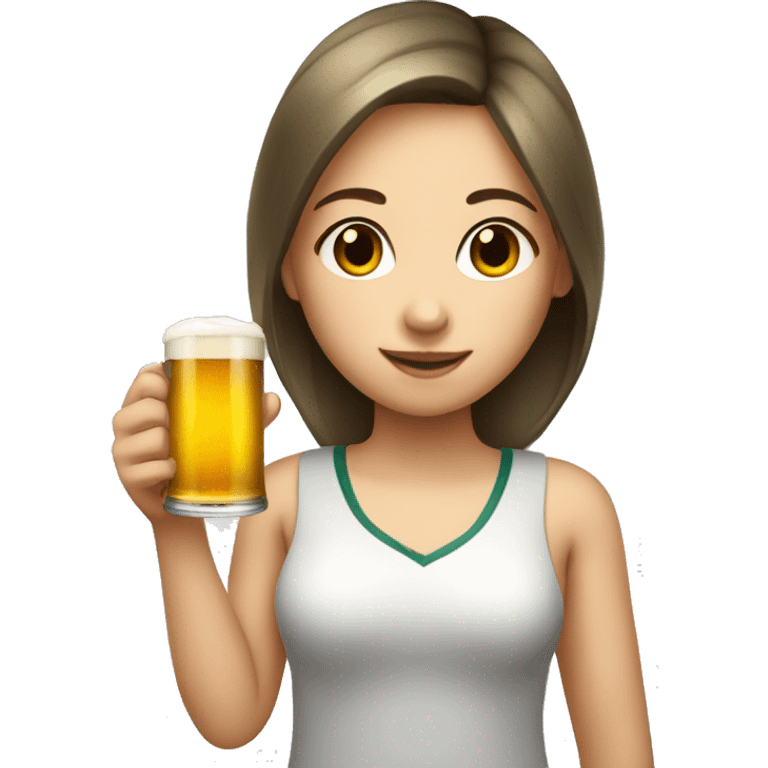 A fair-skinned girl with a beer emoji