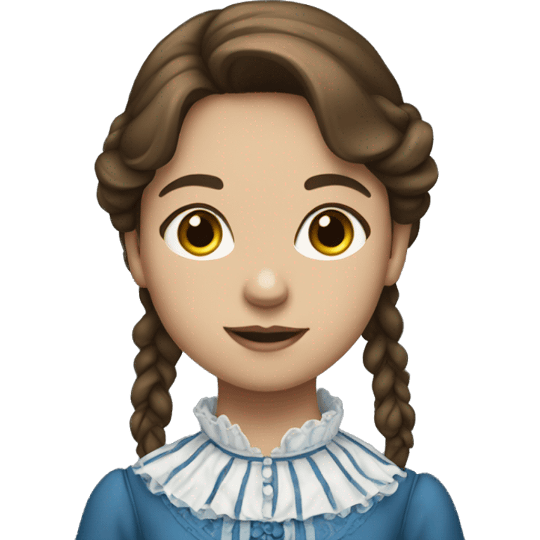 girl with brown hair and blue Victorian dress emoji