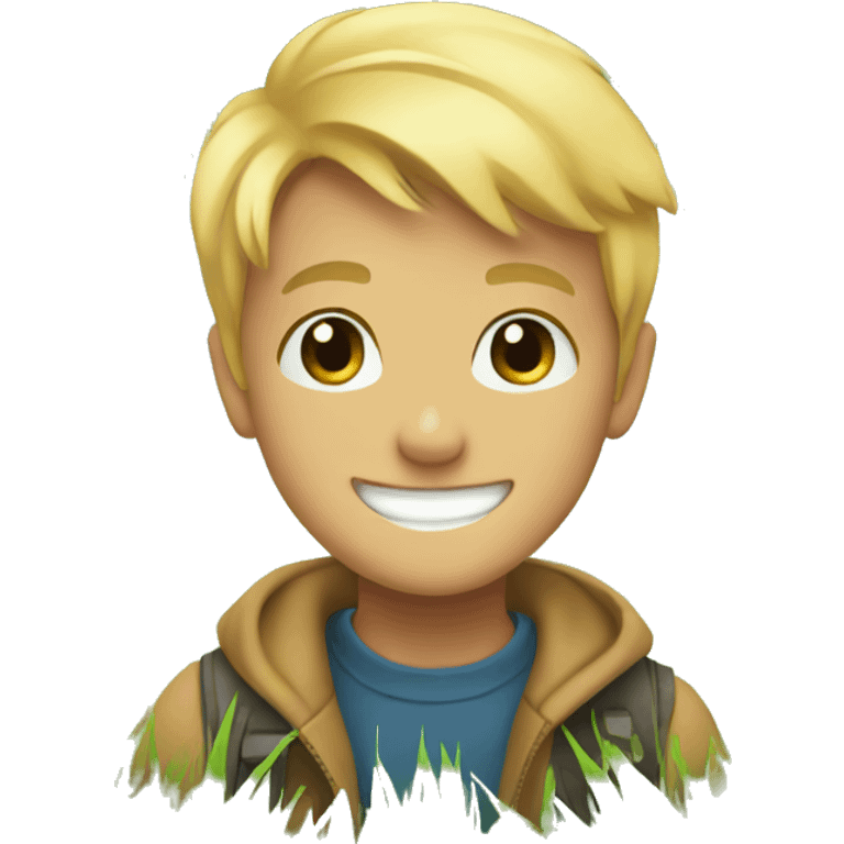 smiling blonde boy in grass emoji