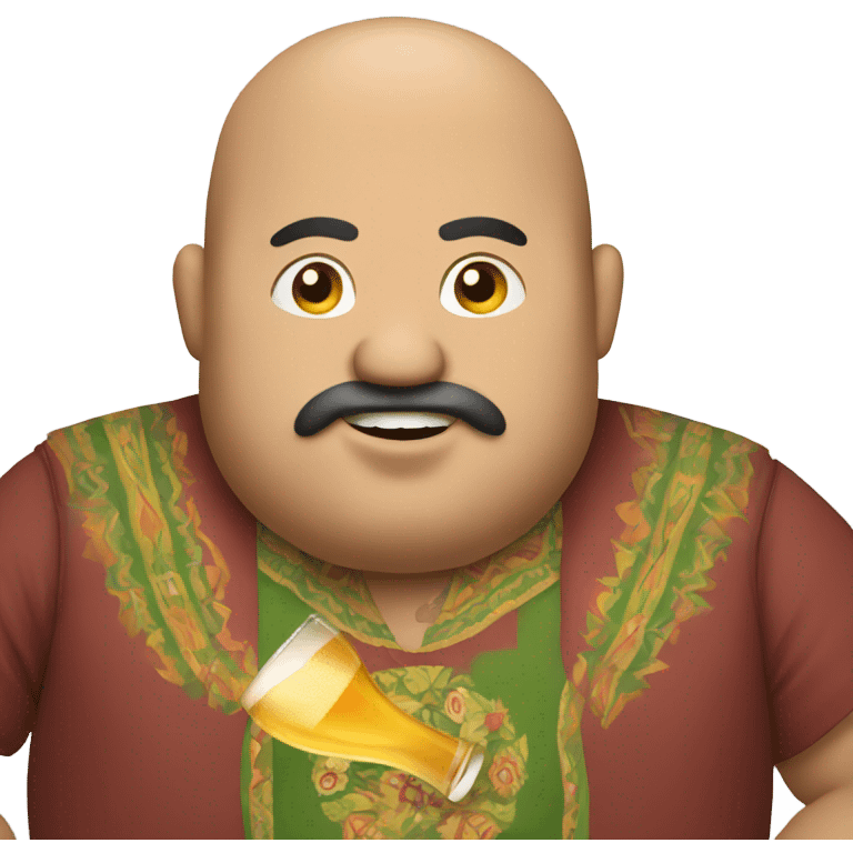 Fat, bald Mexican guy with a beer emoji