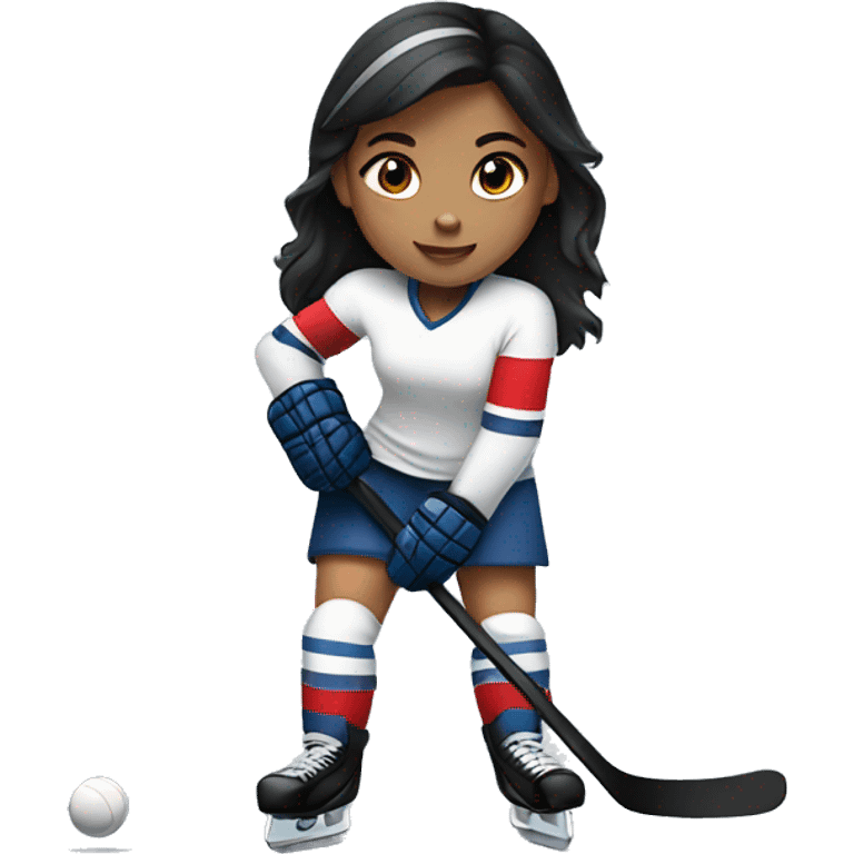  girl with dark hair playing hockey emoji