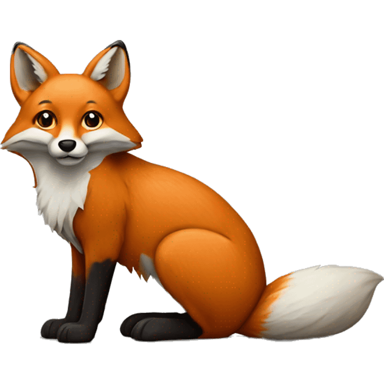 fox sitting against grey backdrop emoji