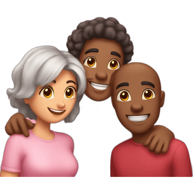 A trio of 3 friends wishing valentines day to each other. emoji