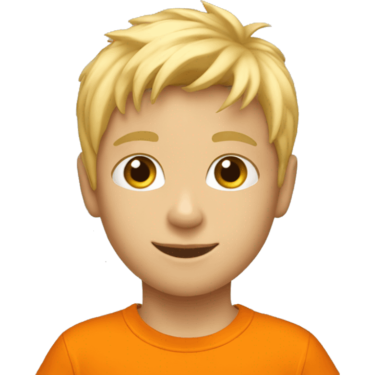 blonde kid dance with orange t shirt  emoji