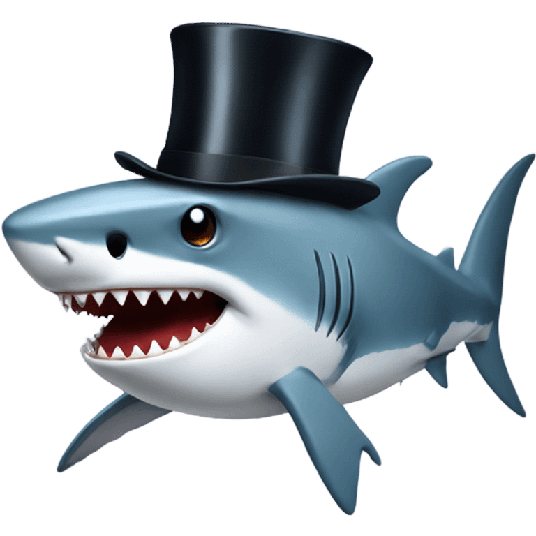 Shark with a top hat emoji