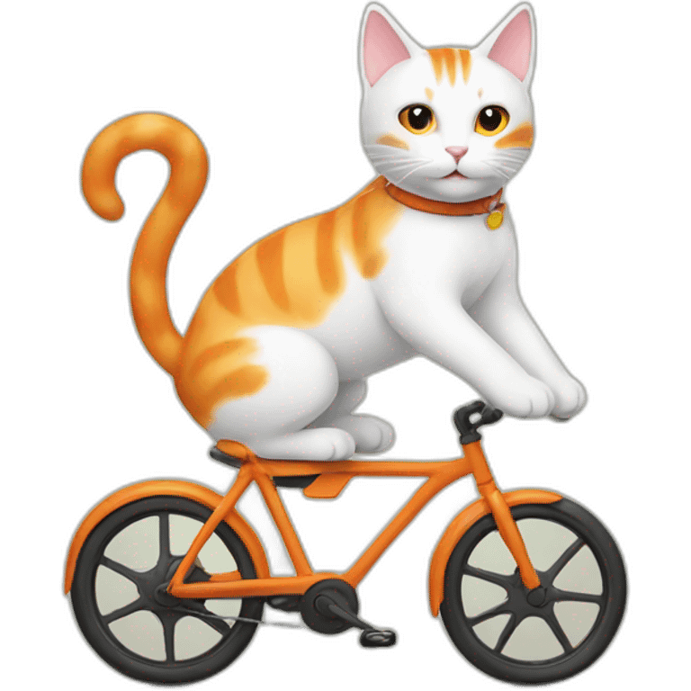 white cat rides orange cat emoji