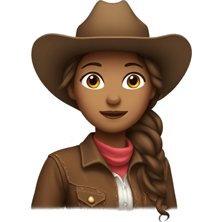 Cowgirl with brown hair on horse emoji