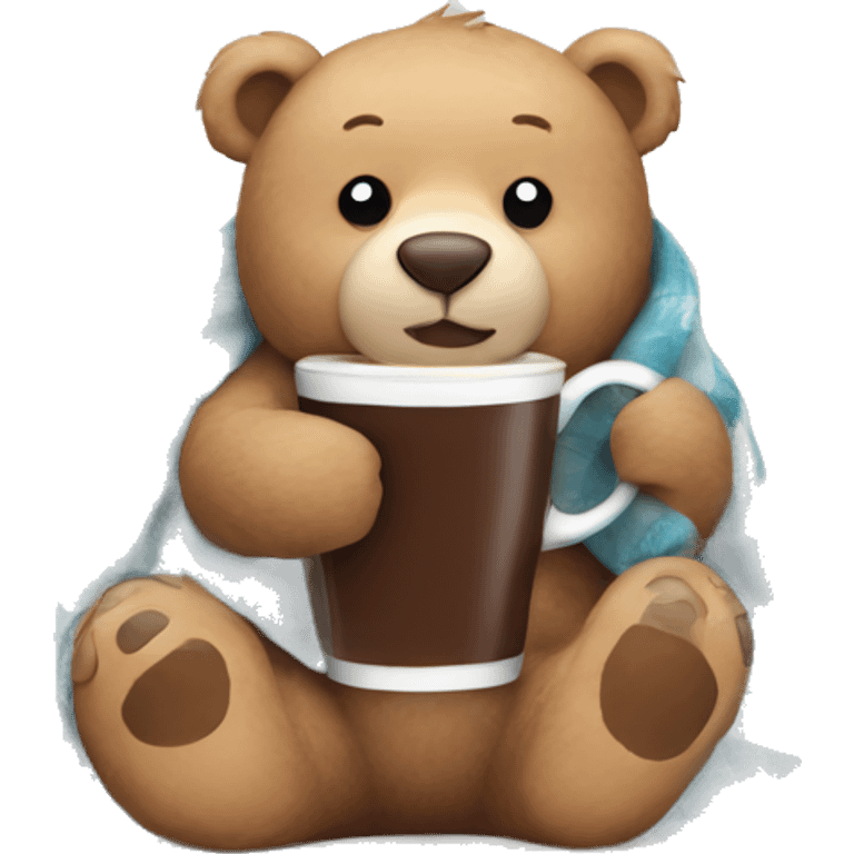 Bear with hot chocolate in blanket  emoji