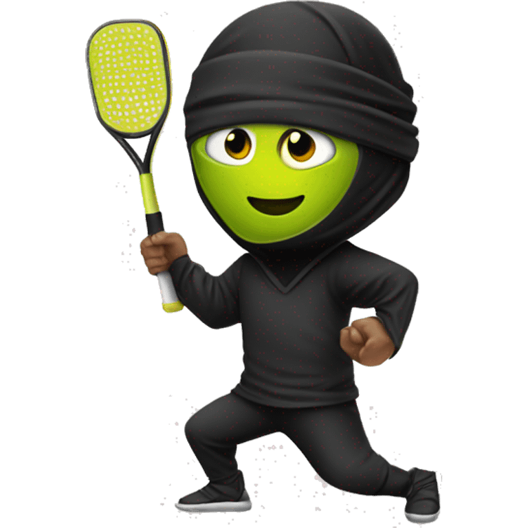 Ninja wearing black playing pickleball emoji