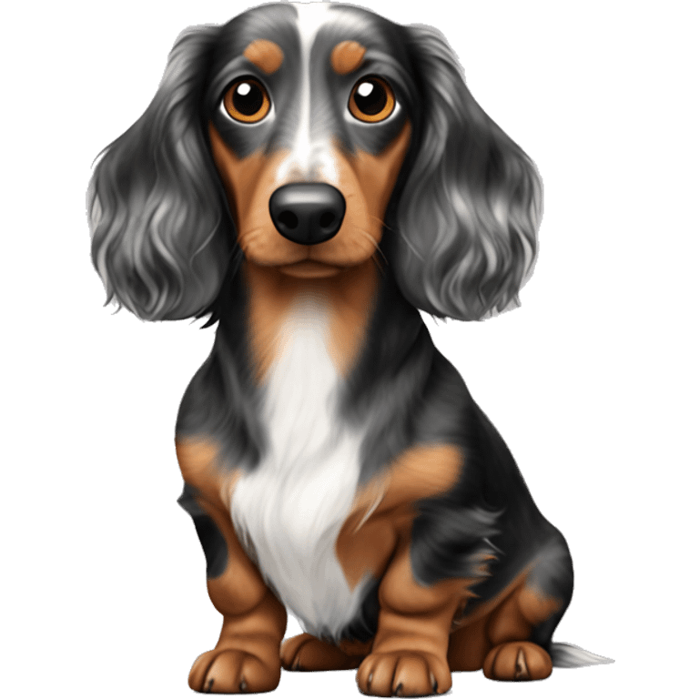 Tri merle long haired dachshund emoji