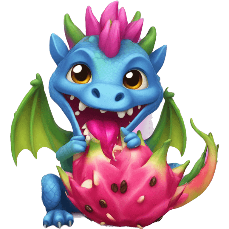 Rainbow Dragon eating dragon fruit  emoji