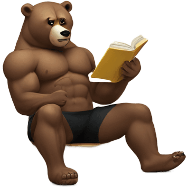 muscle bear reading emoji