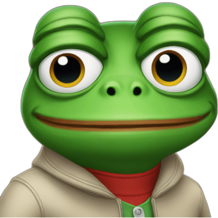 pepe the frog, wearing a red jacket emoji