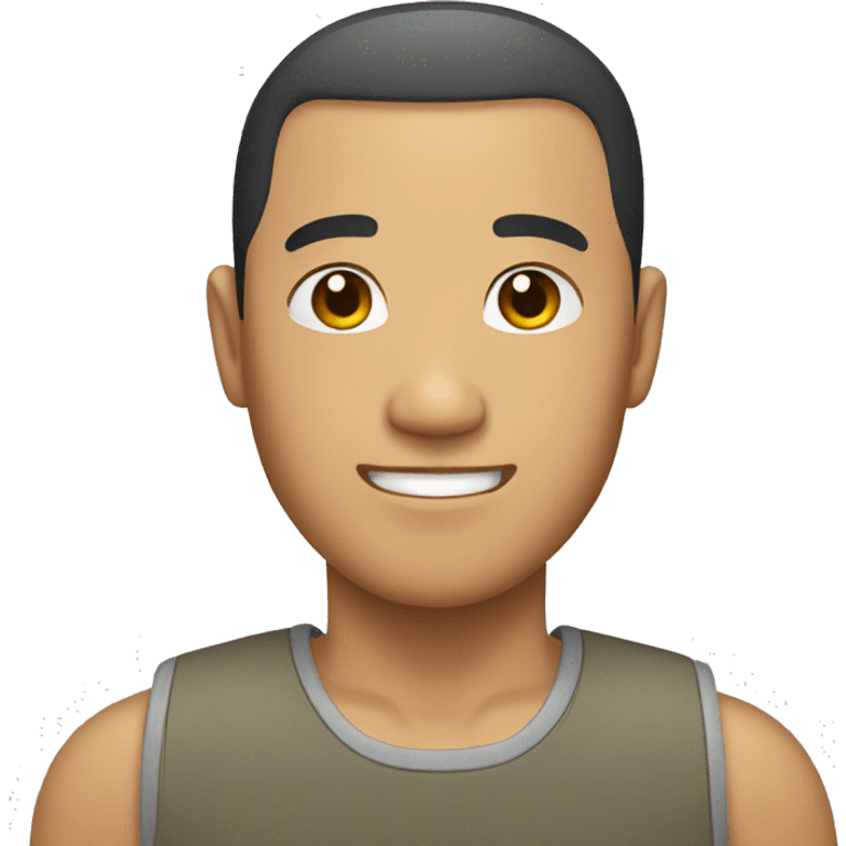 an asian guy with a buzz cut, a tan skin, tall emoji