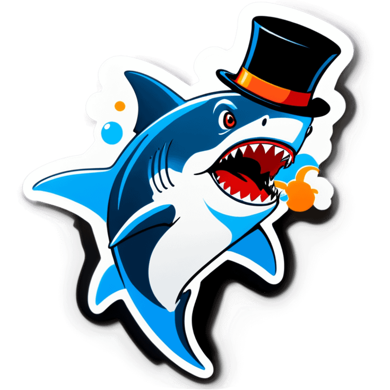 Shark with a top hat emoji