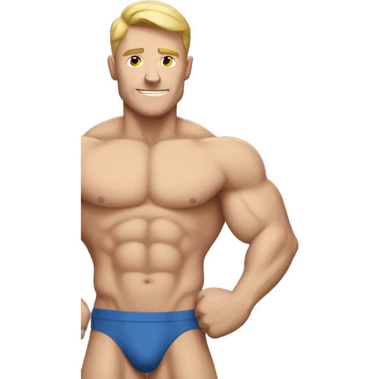 White man with lean body builder muscles emoji