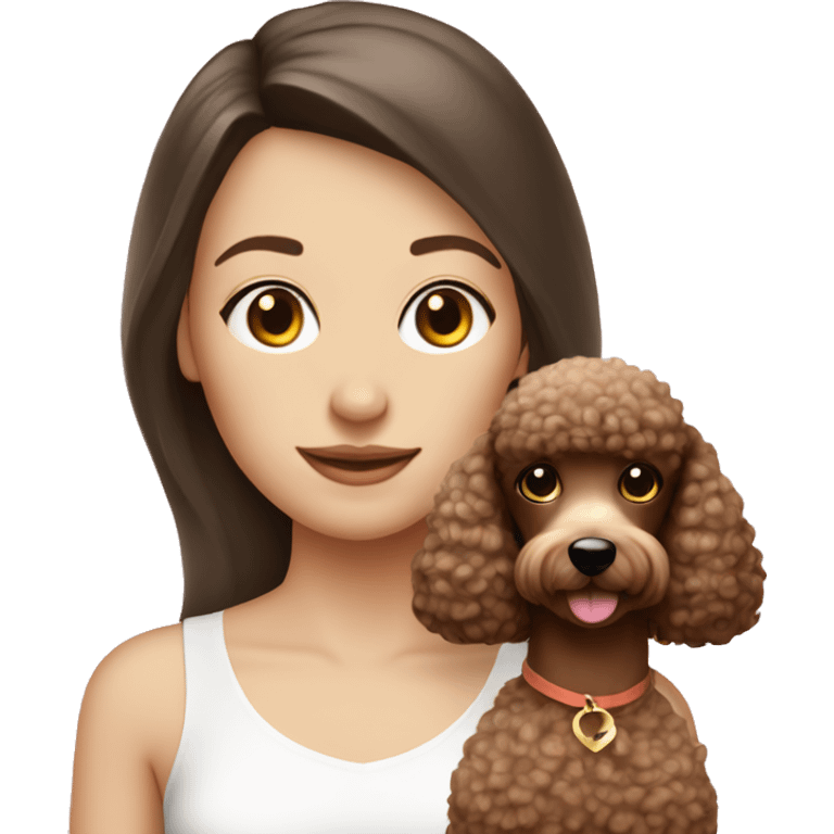 Brunette girl is pale with a peach poodle emoji