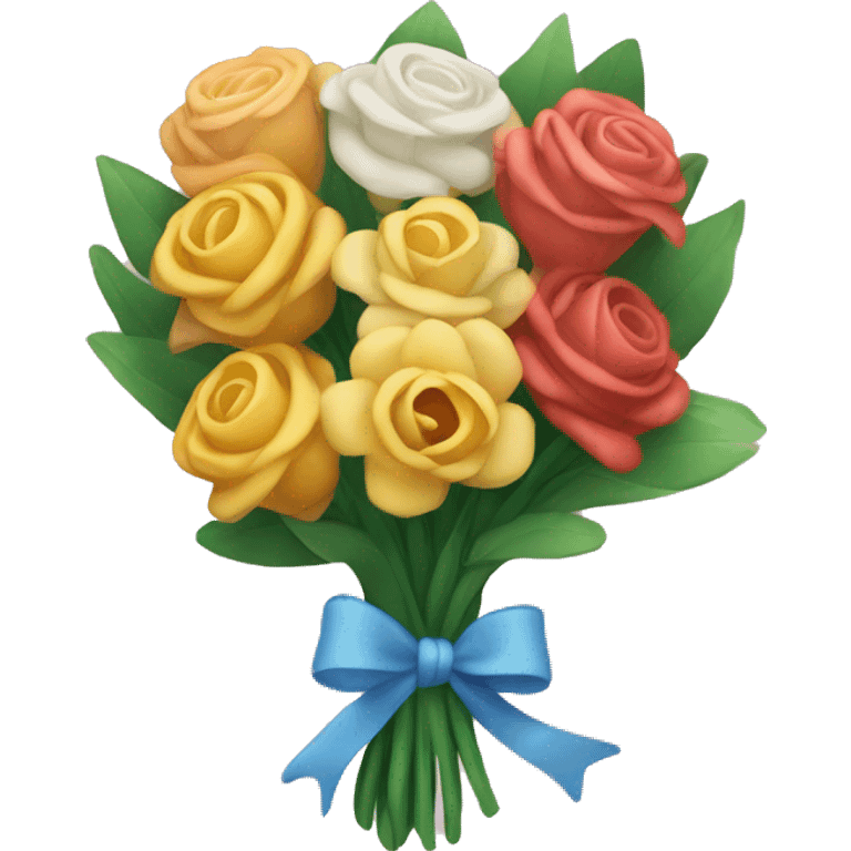 bouquet of flowers tied with a bow emoji