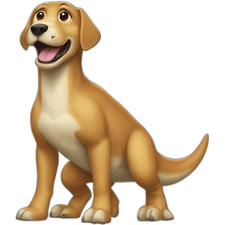 Un chien qui porte un dinosaure emoji