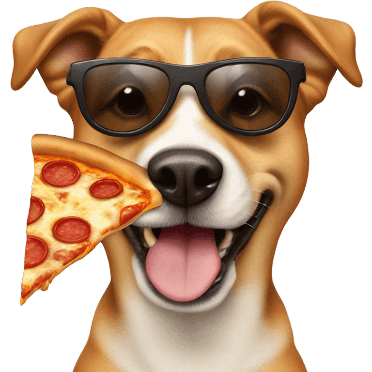 Dog with sunglasses eating pizza  emoji