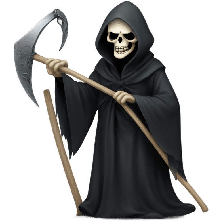 a grim reaper smiling with a scythe emoji